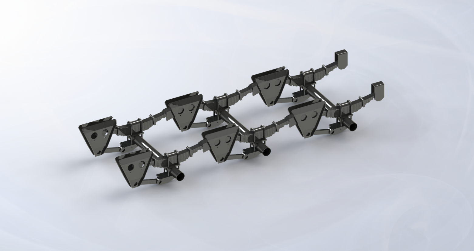 Henred F Tridem三轴悬挂支架3D数模图纸 Solidworks设计 附x_t